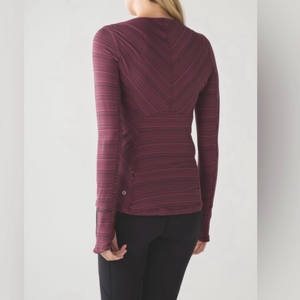 Lululemon Kanto Catch Me LS top Berry Black Stripe sz 4 - Picture 3 of 11